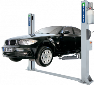 car on hydraulic lift