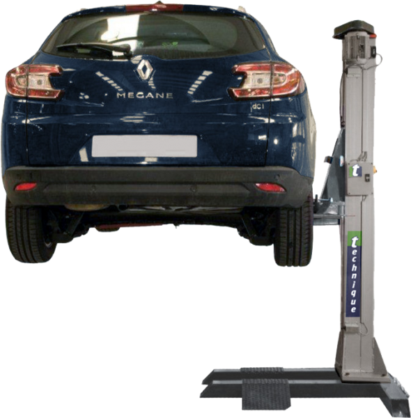 car on hydraulic lift